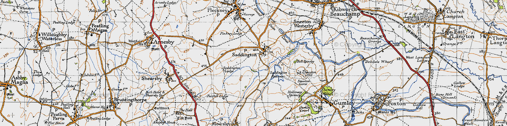 Old map of Saddington in 1946