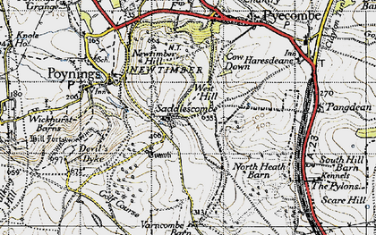 Old map of Saddlescombe in 1940