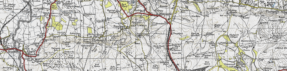 Old map of Saddlescombe in 1940