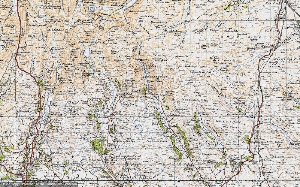 Old Map of Historic Map covering Buck Crags in 1947
