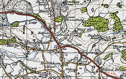 Old map of Saffron's Cross in 1947