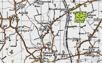 Old map of Saham Hills in 1946