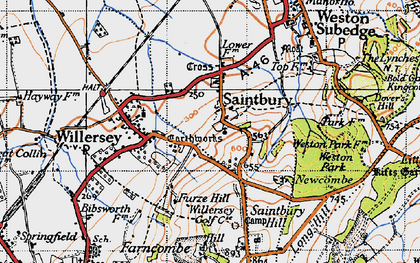 Old map of Willersey Hill in 1946