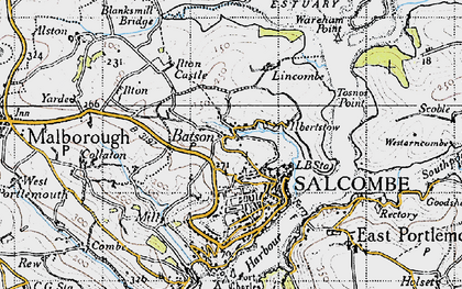 Old map of Salcombe in 1946