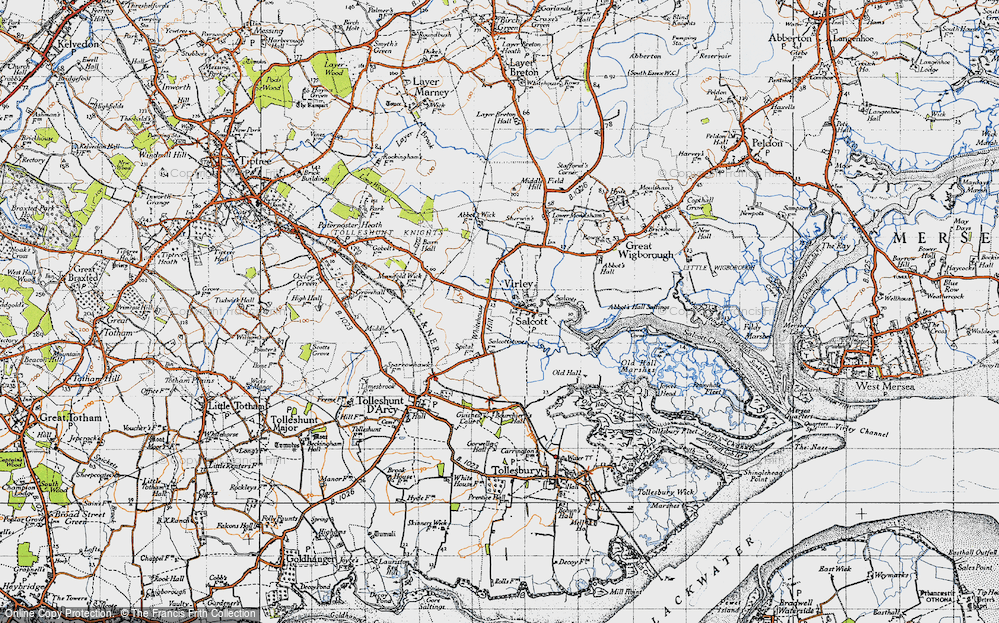 Old Map of Salcott-cum-Virley, 1945 in 1945
