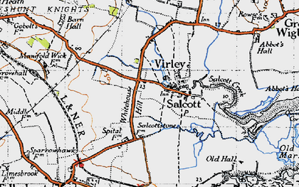 Old map of Salcott-cum-Virley in 1945