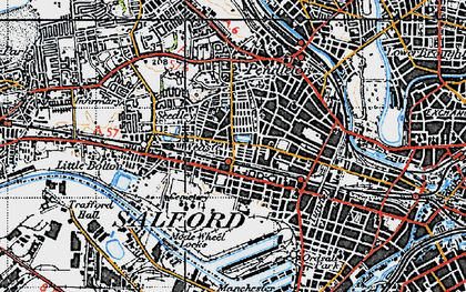 Old map of Salford in 1947