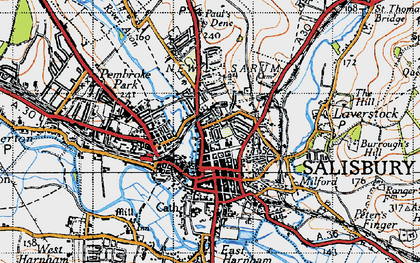 Old map of Salisbury in 1940