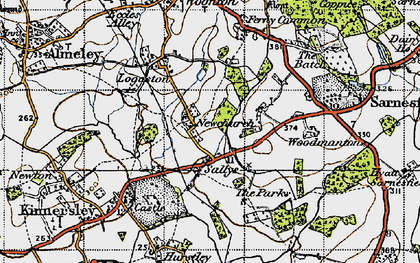 Old map of Sallys in 1947