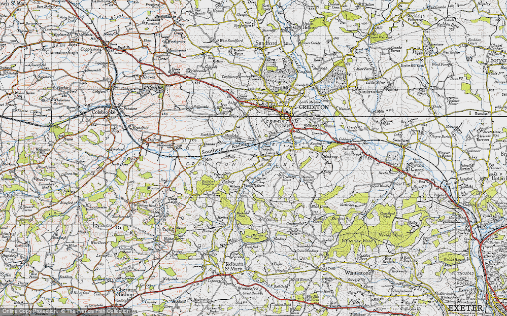 Old Map of Historic Map covering Yeoton Br in 1946