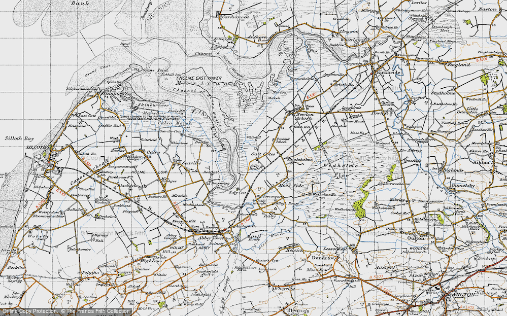 Old Map of Historic Map covering Whitehill in 1947