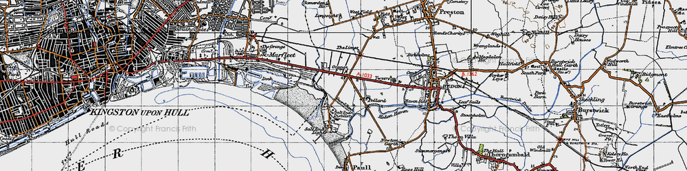 Old map of Salt End in 1947