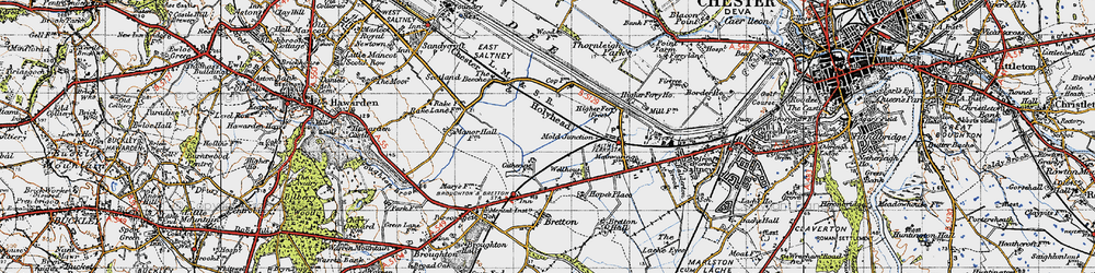 Old map of Saltney Ferry in 1947