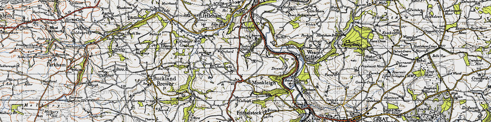 Old map of Annery in 1946