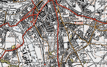 Old map of Saltwell in 1947