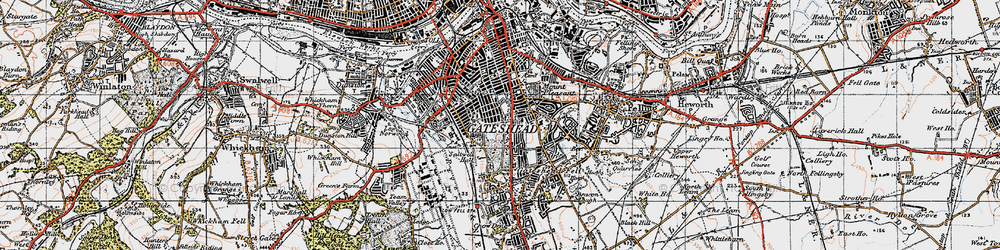 Old map of Saltwell in 1947