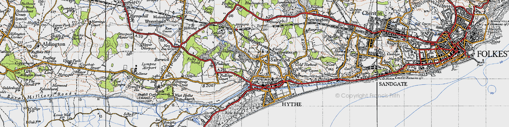 Old map of Saltwood in 1947