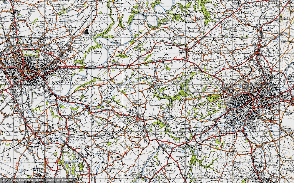 Old Map of Samlesbury Bottoms, 1947 in 1947