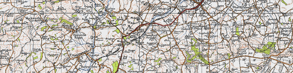 Old map of Sampford Arundel in 1946