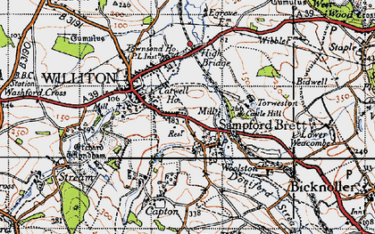Old map of Sampford Brett in 1946
