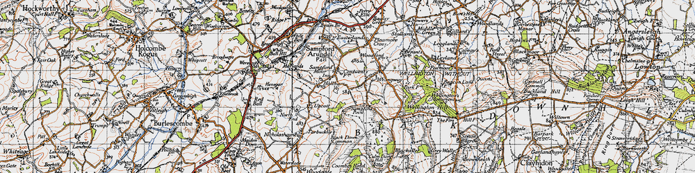 Old map of Sampford Moor in 1946