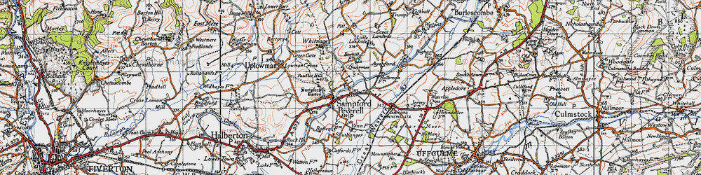 Old map of Tiverton Parkway in 1946
