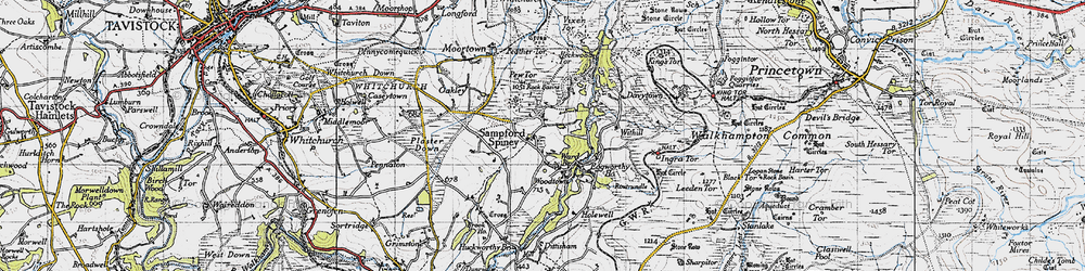 Old map of Sampford Spiney in 1946