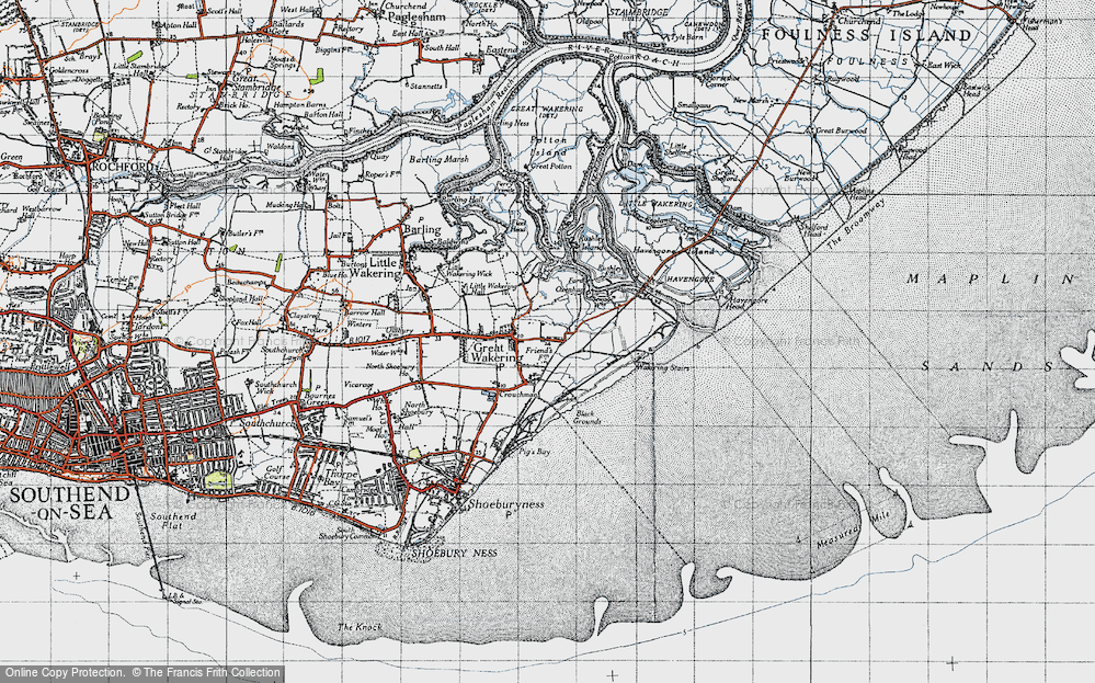 Old Map of Historic Map covering Black Grounds in 1945