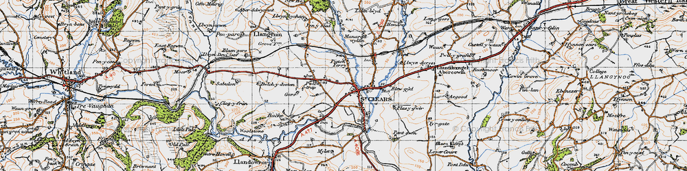 Old map of Afon Dewi Fawr in 1946
