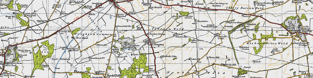Old map of Arras Wold in 1947