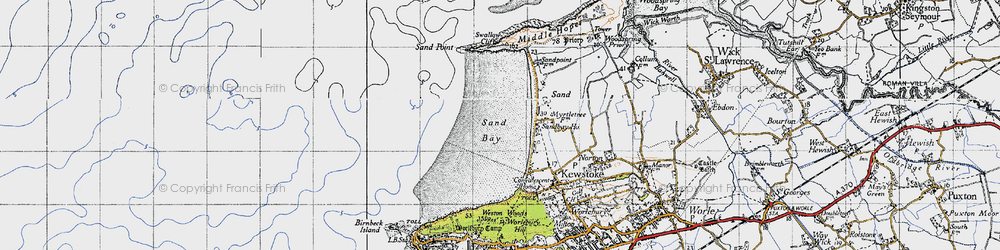 Old map of Sand Bay in 1946