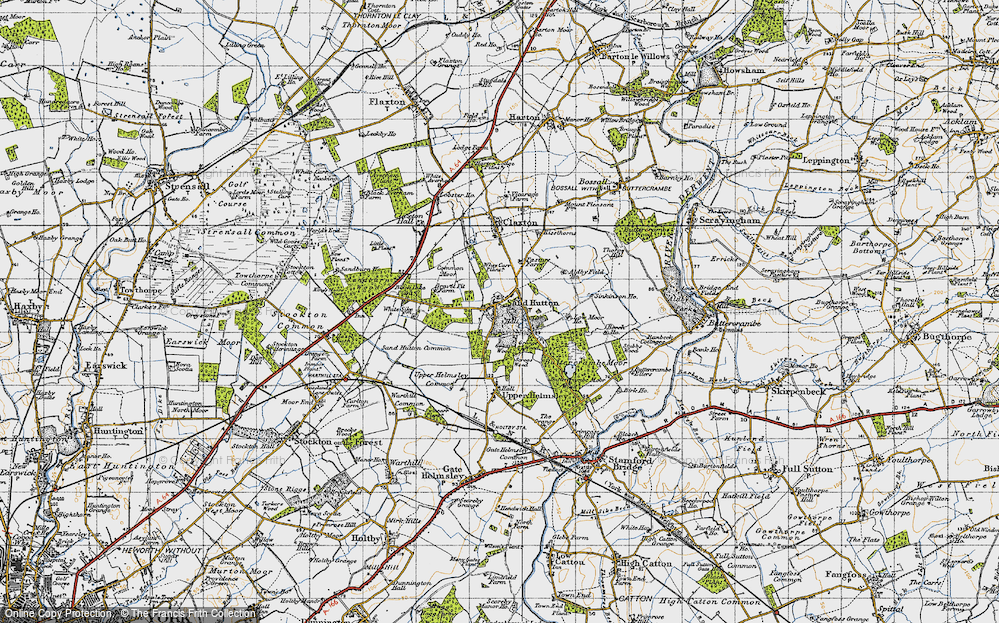 Old Map of Historic Map covering Buttercrambe Moor Wood in 1947