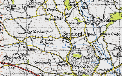 Old map of Aller Down in 1946