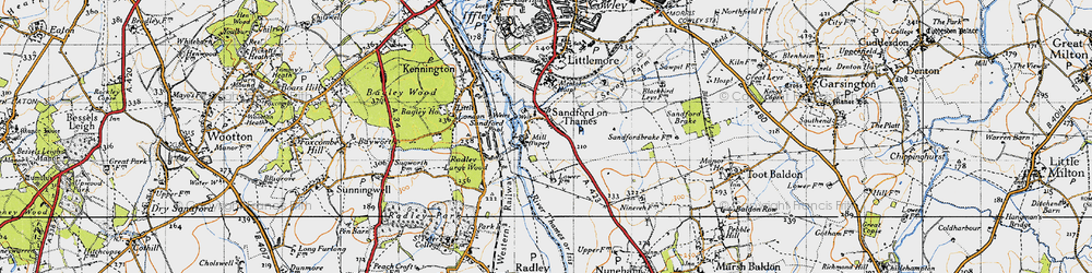 Old map of Sandford-on-Thames in 1947
