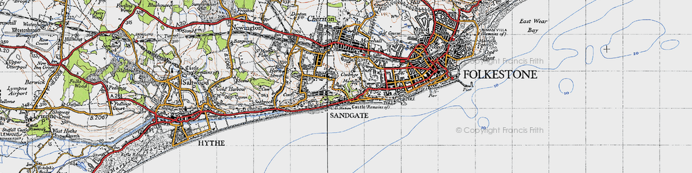 Old map of Sandgate in 1947