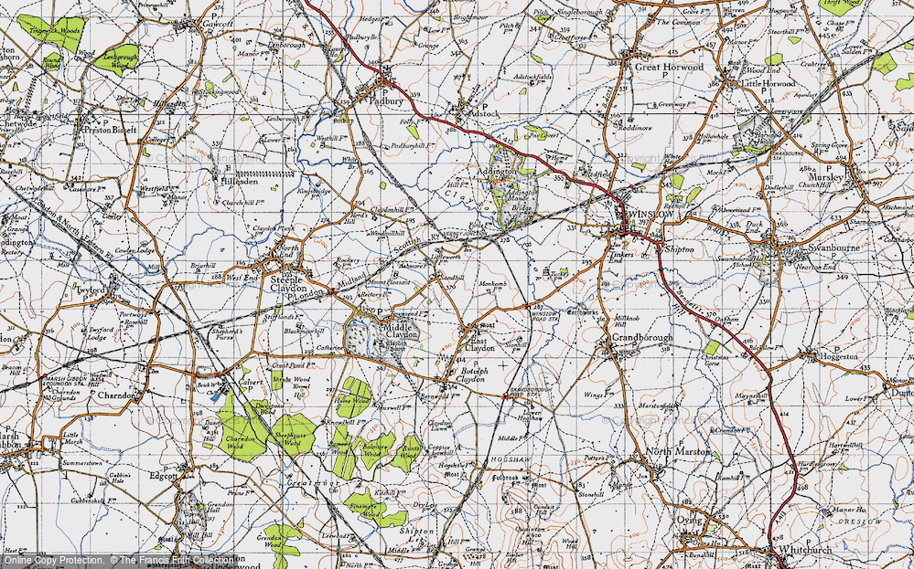 Old Map of Historic Map covering Verney Junction in 1946