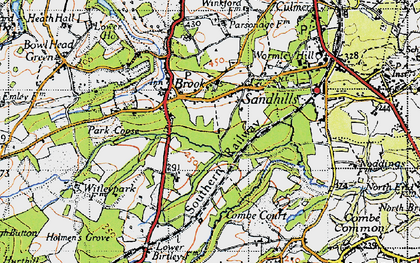 Old map of Sandhills in 1940