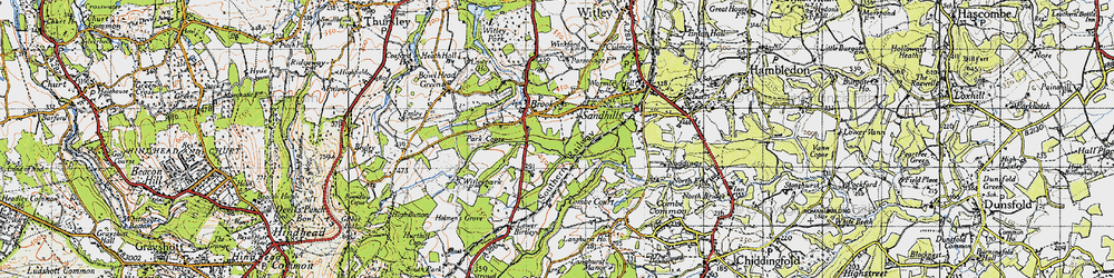 Old map of Sandhills in 1940