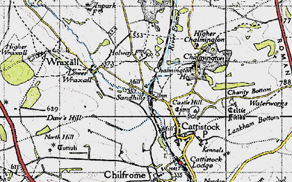 Old map of Sandhills in 1945
