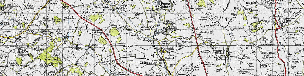 Old map of Sandhills in 1945