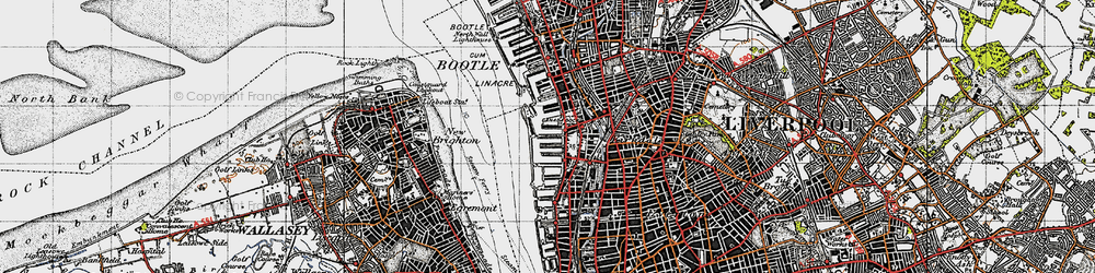 Old map of Sandhills in 1947