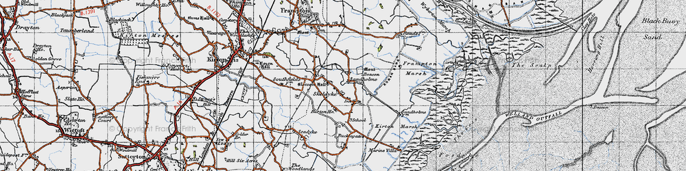 Old map of Wyberton Marsh in 1946
