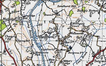 Old map of Sandhurst in 1947