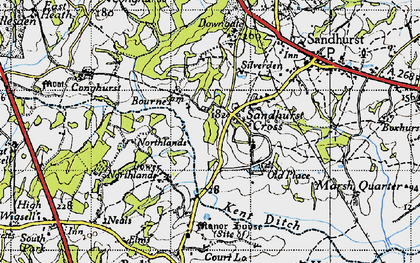 Old map of Sandhurst Cross in 1940