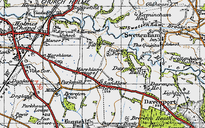 Old map of Sandlow Green in 1947