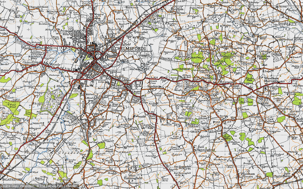 Old Map of Sandon, 1945 in 1945