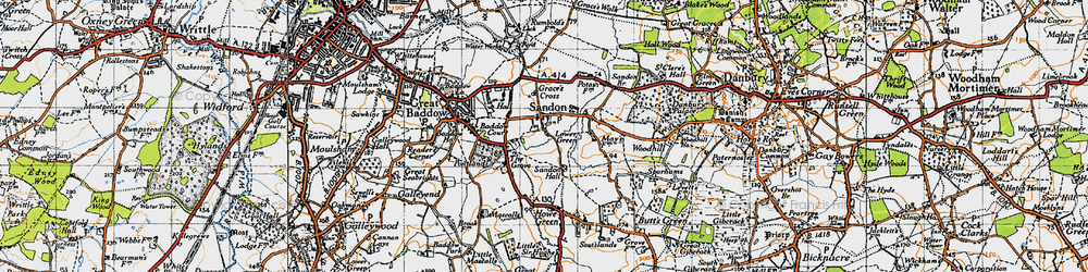 Old map of Sandon in 1945