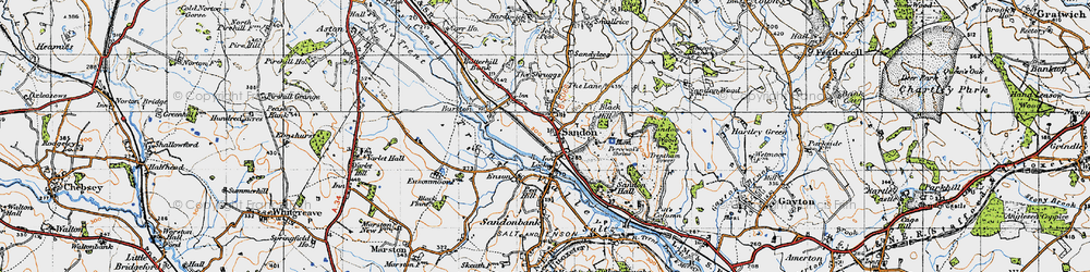 Old map of Sandon in 1946