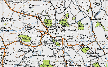 Old map of Sandon in 1946
