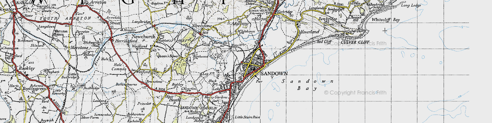 Old map of Sandown in 1945